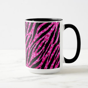 Trendy Hot Pink Zebra Print Glitz Glitter Sparkles Mug