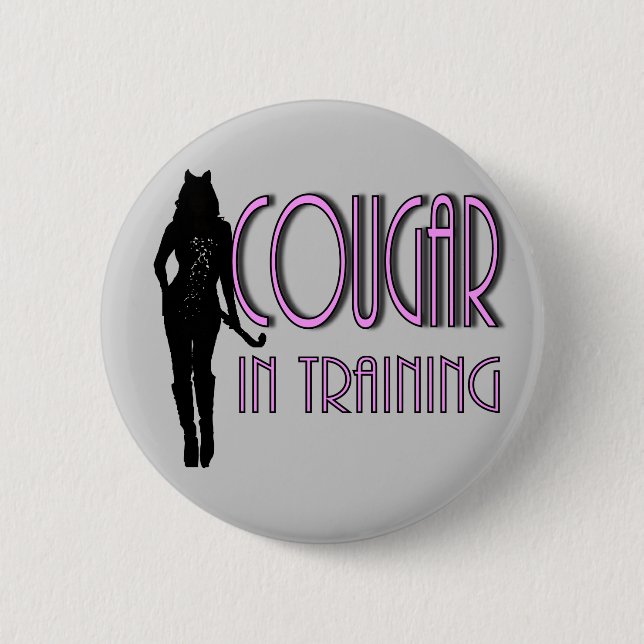 trendy hot silhouette cougar in training 6 cm round badge (Front)