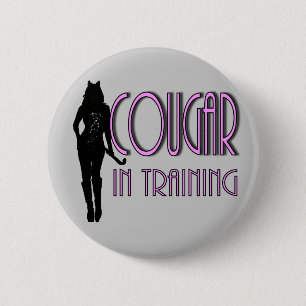 trendy hot silhouette cougar in training 6 cm round badge