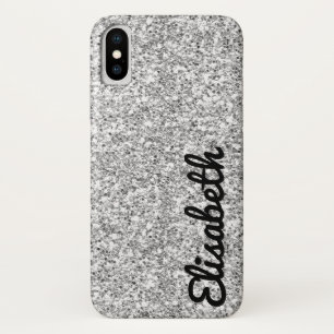Trendy Hot silver printed glitter personalised iPhone X Case