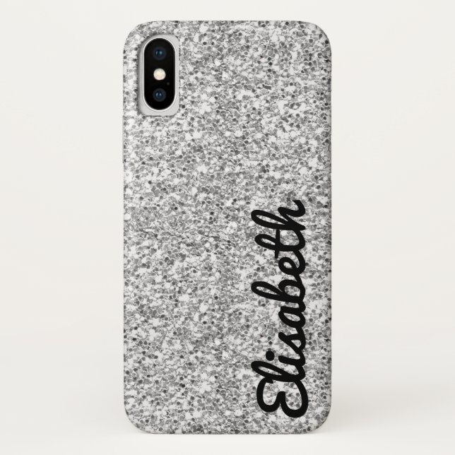 Trendy Hot silver printed glitter personalised Case-Mate iPhone Case (Back)