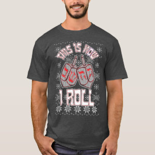 Trendy How I Roll Hanukkah Dreidel Ugly Pattern T-Shirt