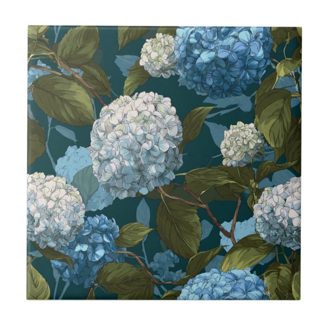 Trendy Hydrangeas  Tiles  For Home Flooring (Front)