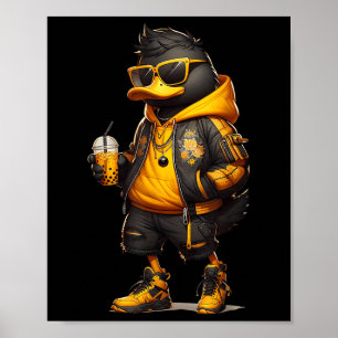 Trendy Hype Boba Duck Cool Bubble Milk Boba Tea Me Poster