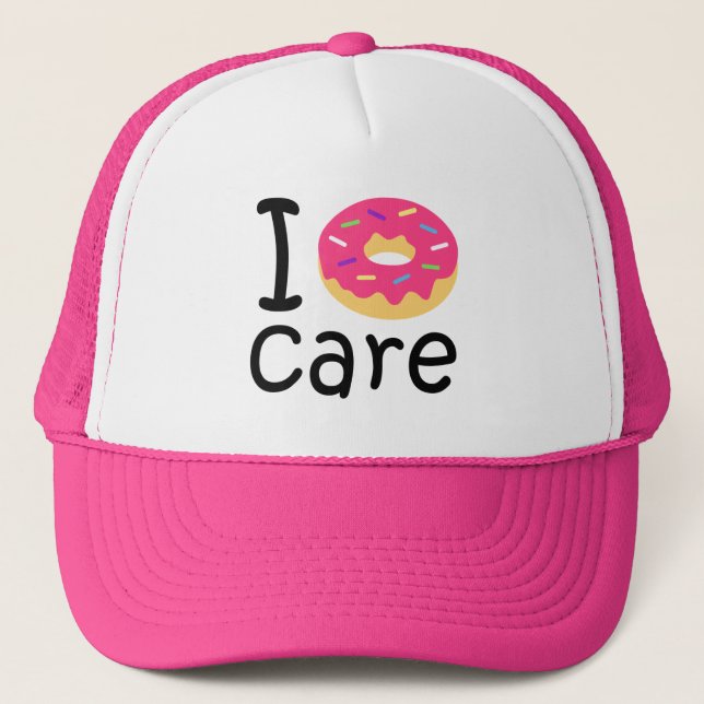 Trendy I Doughnut Care funny phrase quote emoji Trucker Hat (Front)