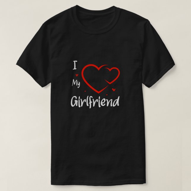 Trendy I Love My Girlfriend Heart  T-Shirt (Design Front)