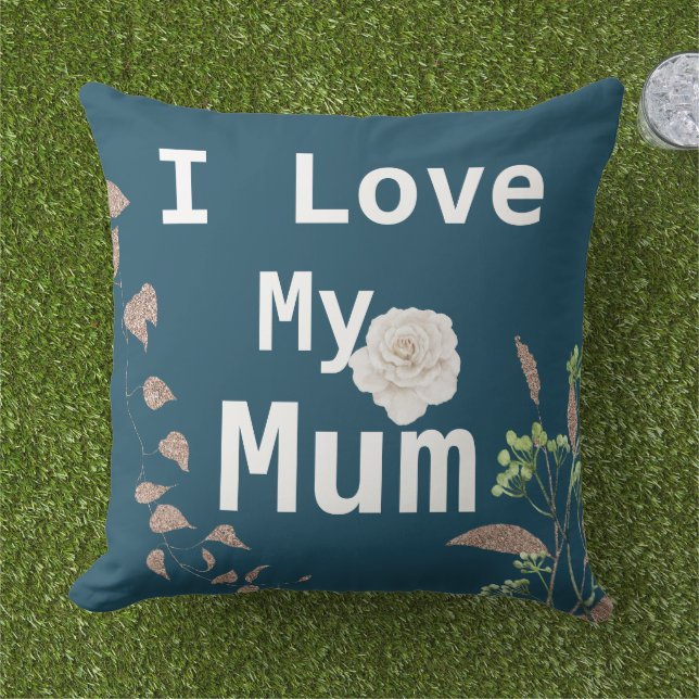 Trendy I Love My Mum White Rose Cushion (Grass)