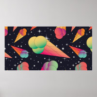 Trendy ice cream seamless pattern. Ice cream cones