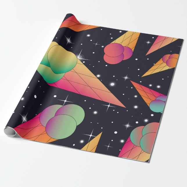 Trendy ice cream seamless pattern. Ice cream cones Wrapping Paper (Unrolled)
