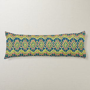 Trendy Ikat Colourful Ethnic Pattern on Blue Body Cushion