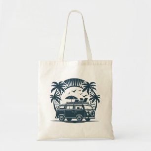 Trendy Illustration Black & White Beach Tote Bag