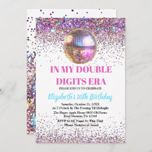 Trendy In My Double Digits Era Birthday Invitation