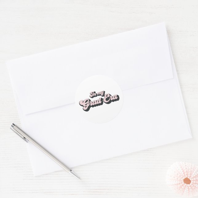Trendy In My Grad Era Graduation Classic Round Sticker (Envelope)