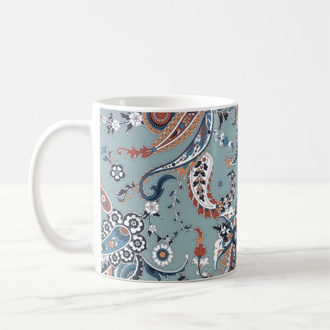 Trendy Indian paisley: seamless background. Coffee Mug (Left)