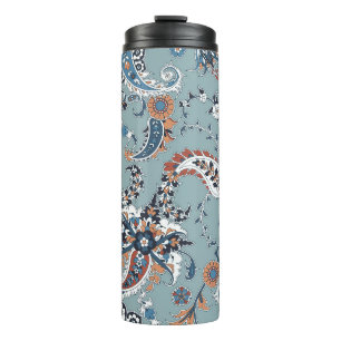 Trendy Indian paisley: seamless background. Thermal Tumbler