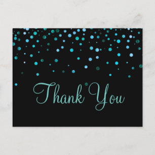 Trendy Inexpensiv Blue Glitter Black Thank You Postcard