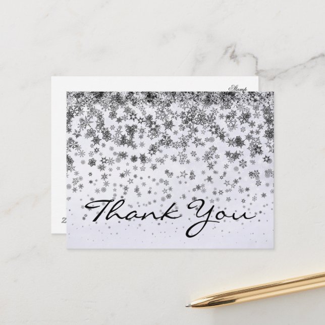 Trendy Inexpensiv Gold Glitter Black Thank You Pos Postcard (Front/Back In Situ)