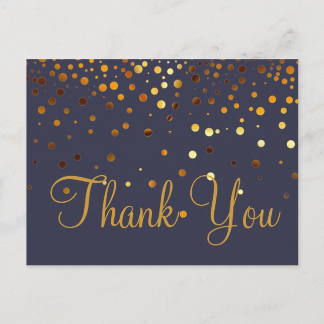 Trendy Inexpensiv Gold Glitter Black Thank You Postcard (Front)