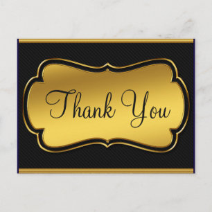 Trendy Inexpensiv Gold Glitter Black Thank You Postcard