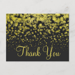 Trendy Inexpensiv Gold Glitter Black Thank You Postcard