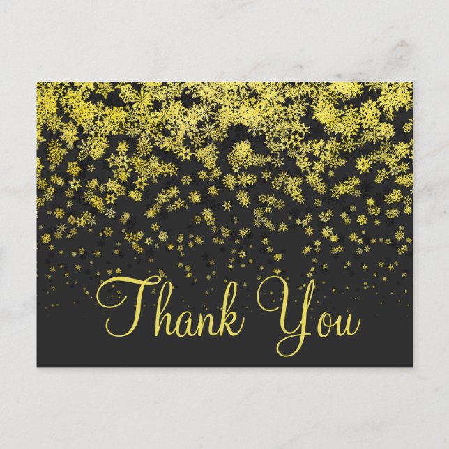 Trendy Inexpensiv Gold Glitter Black Thank You Postcard (Front)