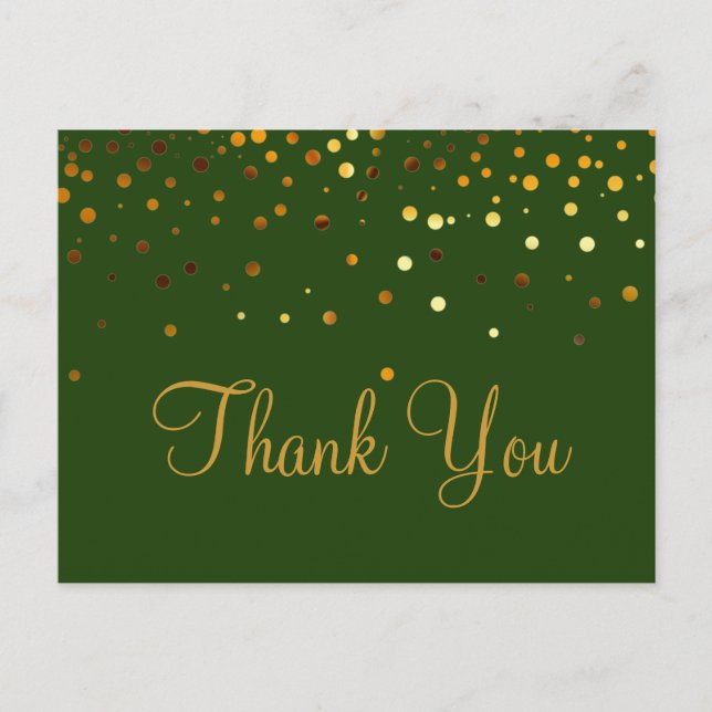 Trendy Inexpensiv Gold Glitter Blue Thank You Postcard (Front)