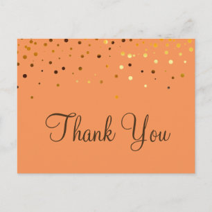 Trendy Inexpensiv Gold Glitter Orange Thank You Postcard