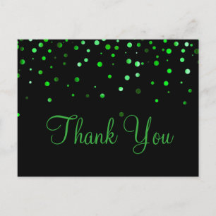Trendy Inexpensiv Green Glitter Black Thank You Postcard
