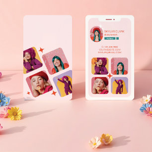 Trendy Instagram Follow Me Photo Grid Design  Business Card