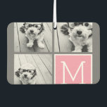 Trendy Instagram Photo Collage Custom Monogram Car Air Freshener<br><div class="desc">Modern Pastel Pink and Grey - Use 3 square photos to create a unique and personal gift. Or you can keep the hipster puppy and make a trendy keepsake. If you need to adjust the pictures,  click on the customise tool to make changes.</div>