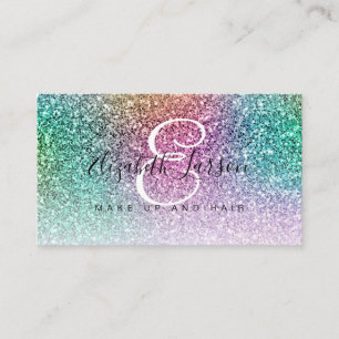 Trendy Iridescent Glitter Makeup Artist Hair Salon Business Card