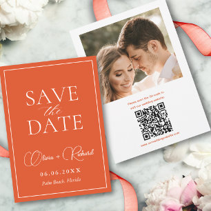 Trendy Italian Sunset Orange Qr Code Photo   Save The Date