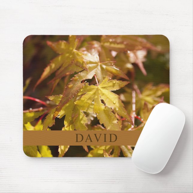Trendy Japanese Maple Mouse Mat (With Mouse)
