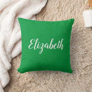 Trendy Kelly Green Replace Your Own Name Cushion