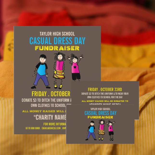 Trendy Kids, Casual Dress Day Fundraiser Business Card (Creator Uploaded)