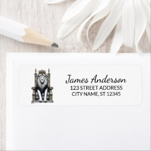 Trendy King Lion with crown Return Address Label