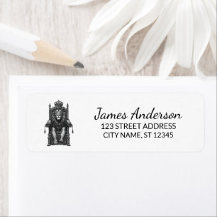 Trendy King Lion with crown Return Address Label
