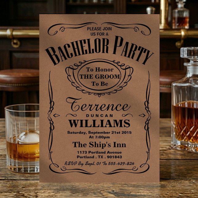 Trendy Kraft Typography Bachelor Party Invitation (Creator Uploaded)