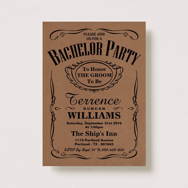 Trendy Kraft Typography Bachelor Party Invitation (Creator Uploaded)