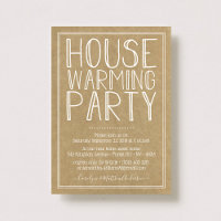 Trendy Kraft Typography Housewarming Party