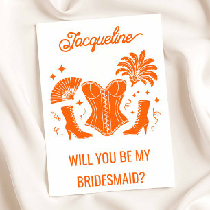 Trendy Las Vegas Showgirl Bridesmaid Proposal Card
