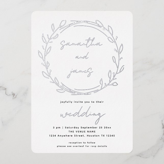 Trendy Laurel Leaf Qr Code Script Wedding Real (Front)