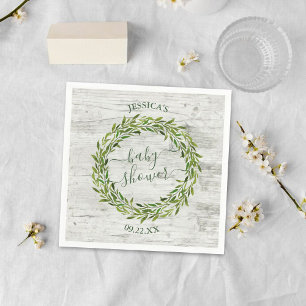 Trendy Laurel Wreath Greenery Baby Shower Napkin