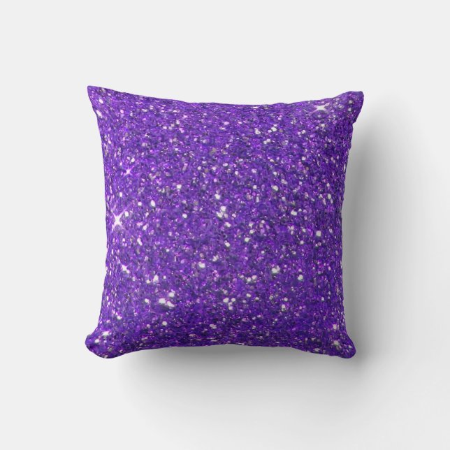 Trendy Lavender Purple Sparkling Glitter Glitz Cushion (Front)