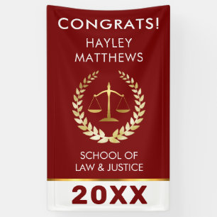 Trendy Law Student Graduation Gold & Burgundy Banner
