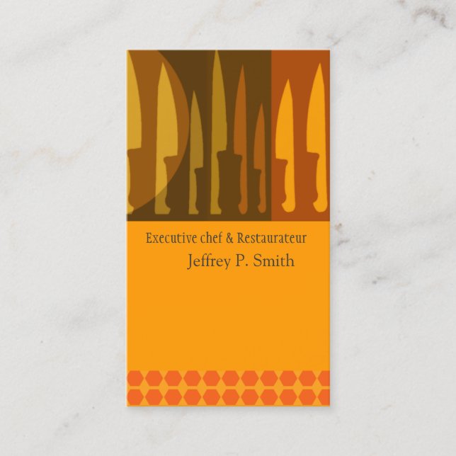 Trendy Leading-Edge Kitchen Cooks Chef Knife Business Card (Front)