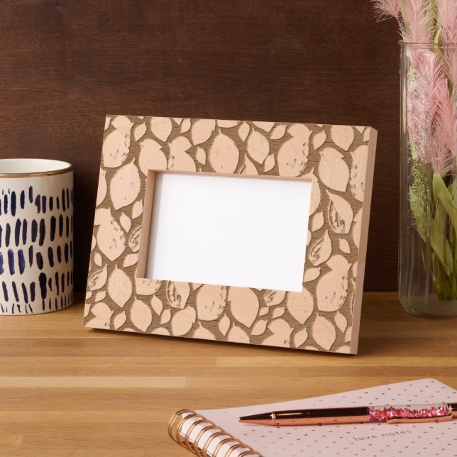 Trendy Leaf Foliage Pattern Botanical Photo Etched Frames (Left)