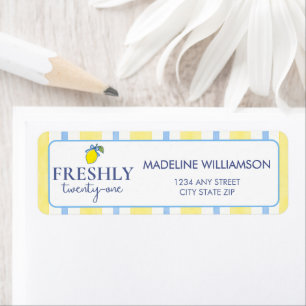Trendy Lemon Aesthetic Freshly 21 Birthday Return Address Label