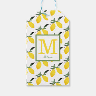 Trendy Lemon Monogram Name Gift Tags