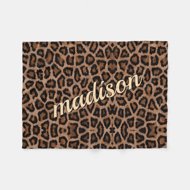 Trendy Leopard Big Cat Gorgeous Animal Pattern Fleece Blanket (Front (Horizontal))
